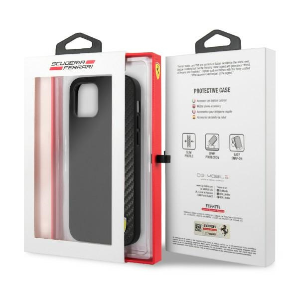 Etui FERRARI Apple iPhone 12 Pro Max On Track Carbon Stripe Czarny Hardcase