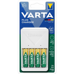 VARTA ładowarka PLUG CHARGER 57657 + 4 x bateria akumulatorowa R6 (AA) 2100mAh
