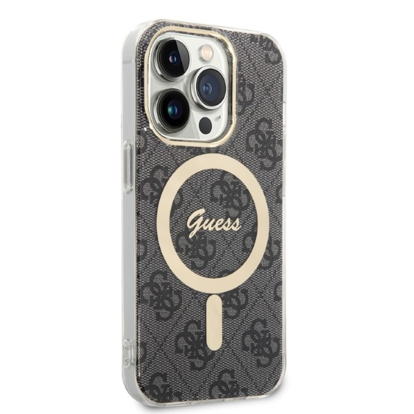 Zestaw Etui Guess Case+ Charger iPhone 14 Pro Max 6,7" czarny/black hard case 4G Print MagSafe