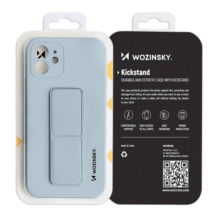 Wozinsky Kickstand Case silikonowe etui z podstawką etui Samsung Galaxy A21S ciemnoniebieskie