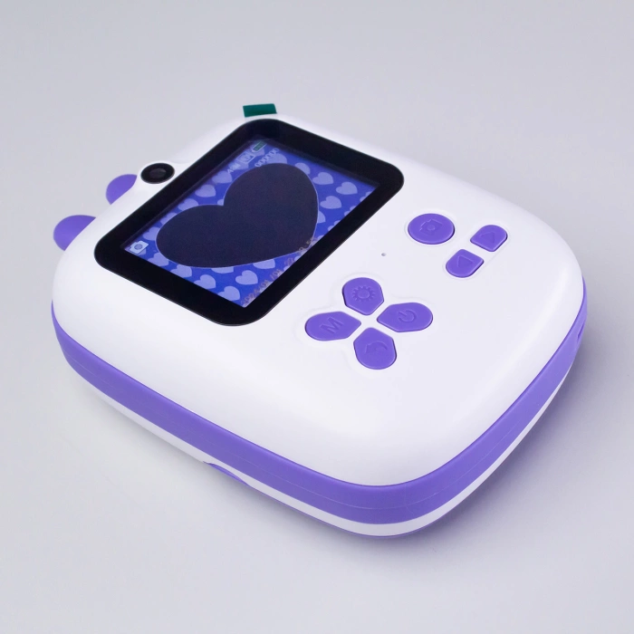 Mini drukarka termiczna dla dzieci z aparatem fotograficznym i kamerą - fioletowa