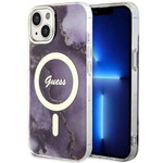 Etui Guess GUHMP14SHTMRSU iPhone 14 6.1" purpurowy/purple hardcase Golden Marble MagSafe Case