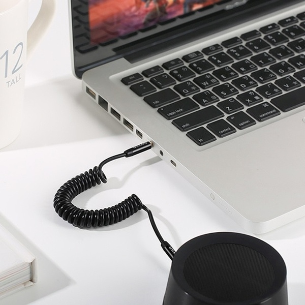 Adapter USAMS Audio 2XJack 3,5mm 1,2m Spring US-SJ256 Czarny