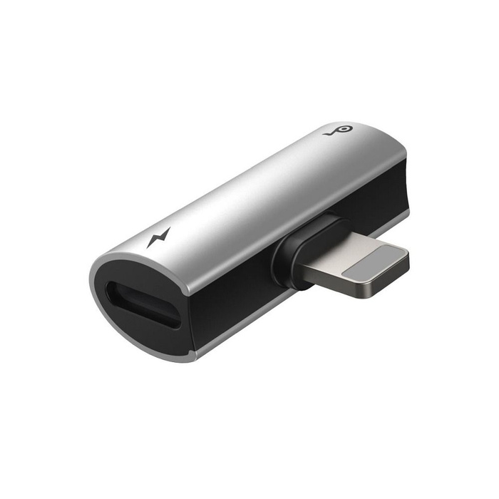 BASEUS adapter audio/HF z iPhone Lightning 8-pin na 2x do iPhone Lightning 8-pin CAL46-S1 srebrno - czarny