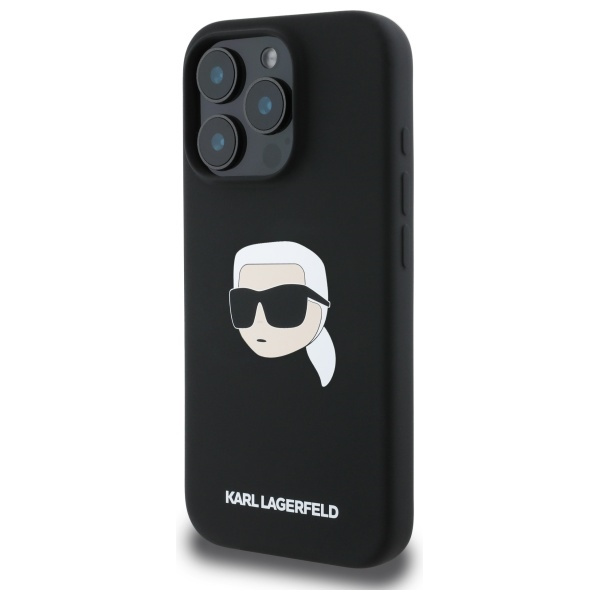 Etui Karl Lagerfeld iPhone 16 Pro czarny/black HC MagSafe Sil KL Head Print