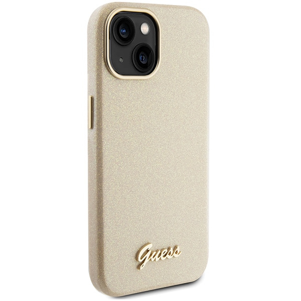 Etui Guess GUHCP15SPGMCSD iPhone 15 6.1" złoty/light gold hardcase Glitter Glossy Script