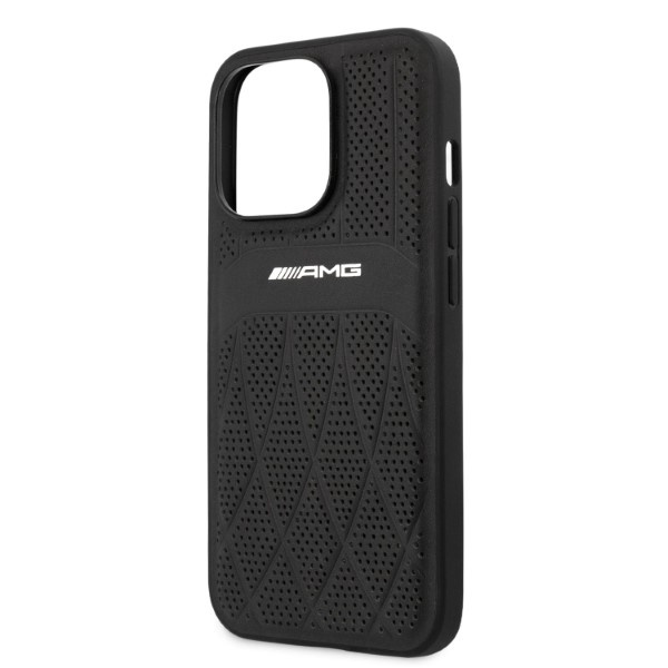 Etui AMG iPhone 13 Pro / 13 6,1" czarny/black hardcase Leather Curved Lines