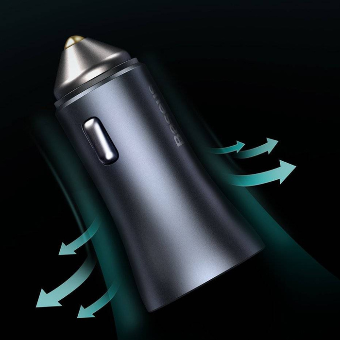 Baseus Golden Contactor Pro szybka ładowarka samochodowa USB Typ C / USB 40 W Power Delivery 3.0 Quick Charge 4+ SCP FCP AFC + kabel USB Typ C - Lightning niebieski (TZCCJD-03)