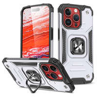 Etui Pancerne etui z uchwytem na palec do iPhone 15 Pro Max Wozinsky Ring Armor - srebrne Case