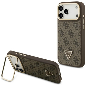 Etui Guess 4G PU Triangle Logo & Stand   Camera Magsafe do iPhone 17 Pro Max brązowy