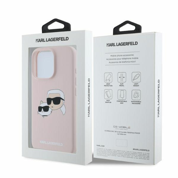 Etui Karl Lagerfeld iPhone 16 Pro Max różowy/pink HC MagSafe Sil Double Heads Print