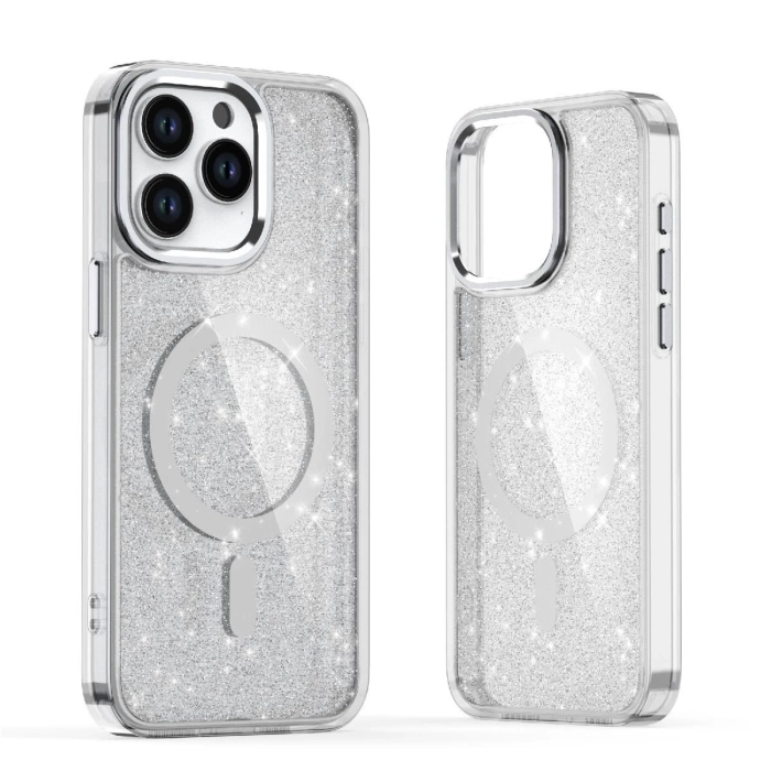 Etui brokatowe Glitter Case z MagSafe na Samsung Galaxy A26 5G - białe