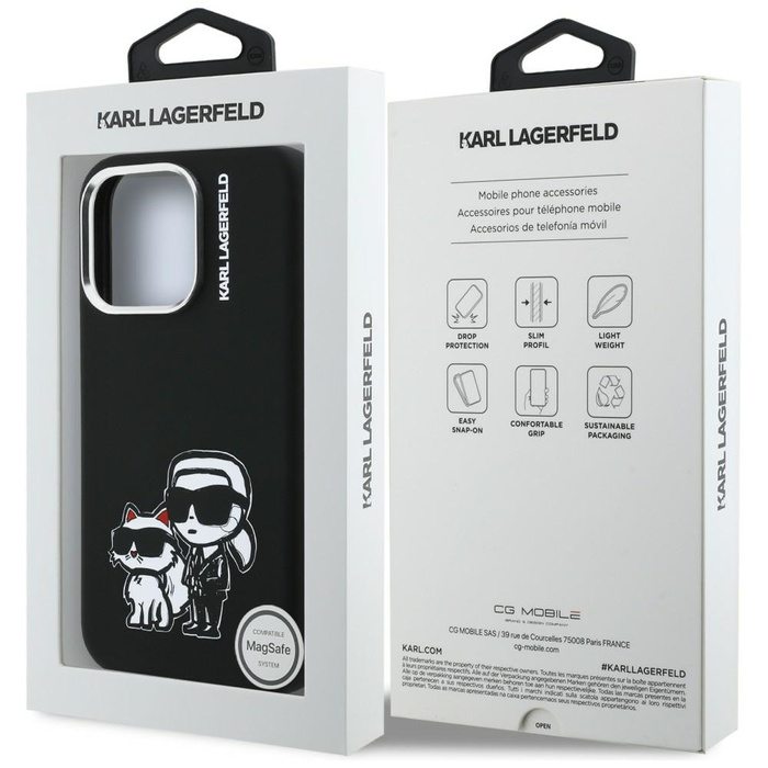 Etui Karl Lagerfeld Silicone             Karl&Choupette Sketch MagSafe do iPhone 16 Pro czarny