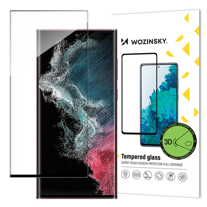 3D Edge Nano Flexi Glass folia szklana szkło hartowane na cały ekran z ramką Samsung Galaxy S22 Ultra przezroczysty