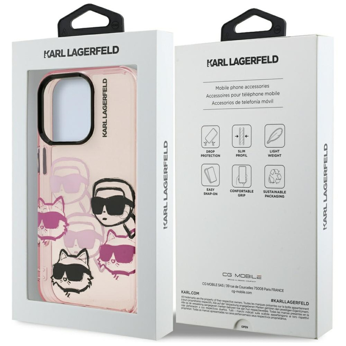 Etui Karl Lagerfeld IML Multi K&C Head   Pattern do iPhone 16 Pro różowy