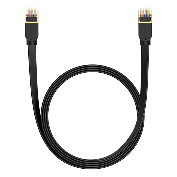 Płaski kabel sieciowy Baseus Ethernet RJ45, Gigabit, Cat.7, 2 m (czarny)