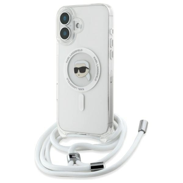 Etui Karl Lagerfeld iPhone 16 hardcase transparent Crossbody IML Karl Head Magsafe