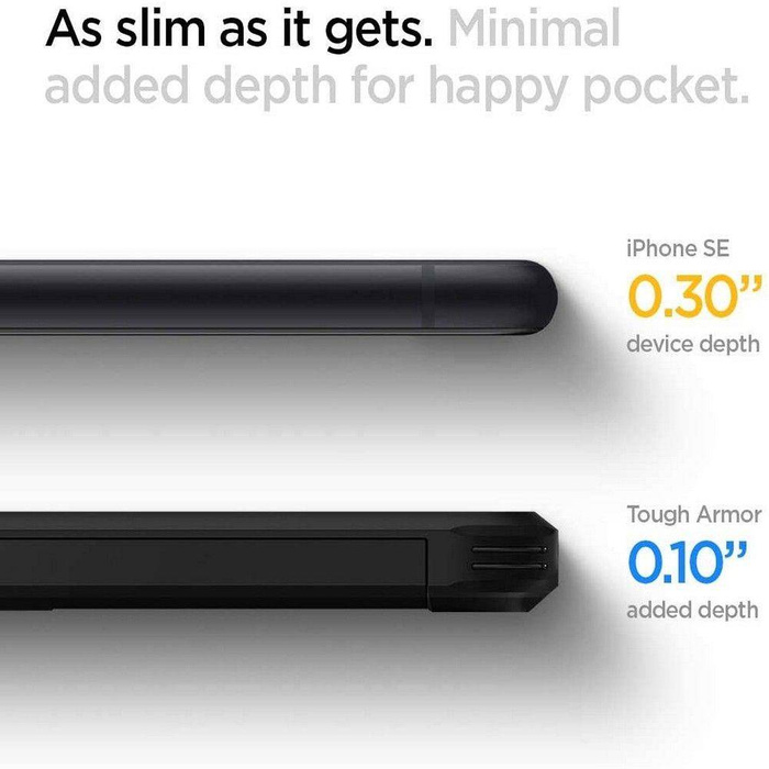Etui Spigen iPhone Se 2022 2020 Tough Armor Etui Black Czarne Case + Szkło Spigen Glas.tr Slim