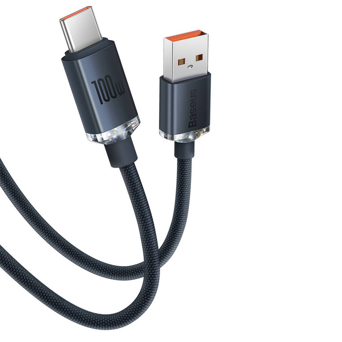 Baseus Crystal Shine Series kabel przewód USB do szybkiego ładowania i transferu danych USB Typ A - USB Typ C 100W 1,2m niebieski (CAJY000403)