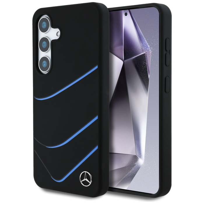 Etui Mercedes Silicone Contrasted Curves  MagSafe do Samsung Galaxy S25 czarny