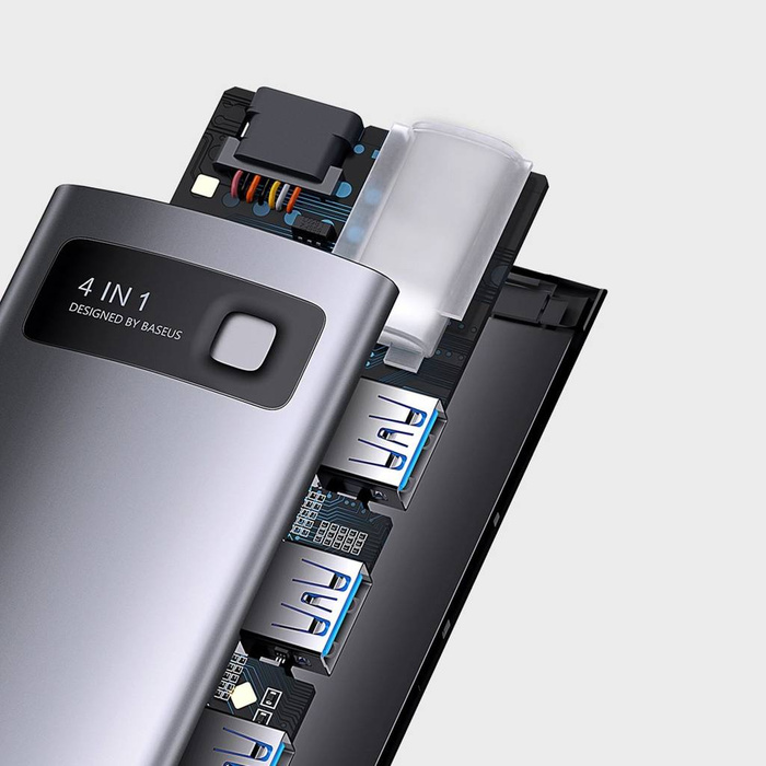 Stacja dokująca HUB Baseus Metal Gleam Series 4 w 1 USB Typ C - 4 x USB 3.2 Gen. 1 (WKWG070013)