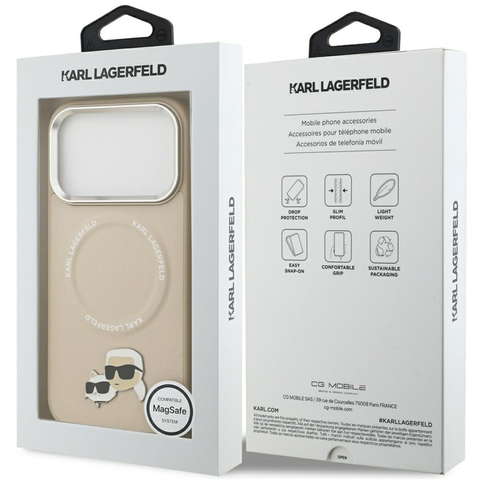 Etui Karl Lagerfeld Karl & Choupette     Pins MagSafe do iPhone 17 Pro beżowy