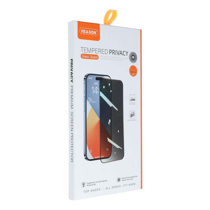 Szkło Hartowane 6D Pro Veason Privacy Glass - do Iphone 15 Plus czarny