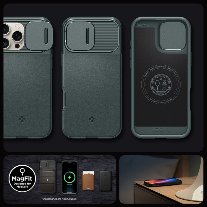 ETUI SPIGEN OPTIK ARMOR MAG MAGSAFE IPHONE 16 PRO MAX ABYSS GREEN