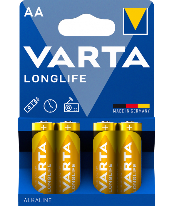 Alkaline Batteries Varta Longlife, AA / LR6, 1.5V, 4-Pack
