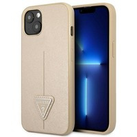 Etui GUESS Apple iPhone 14 Saffiano Triangle Logo Beżowy Hardcase
