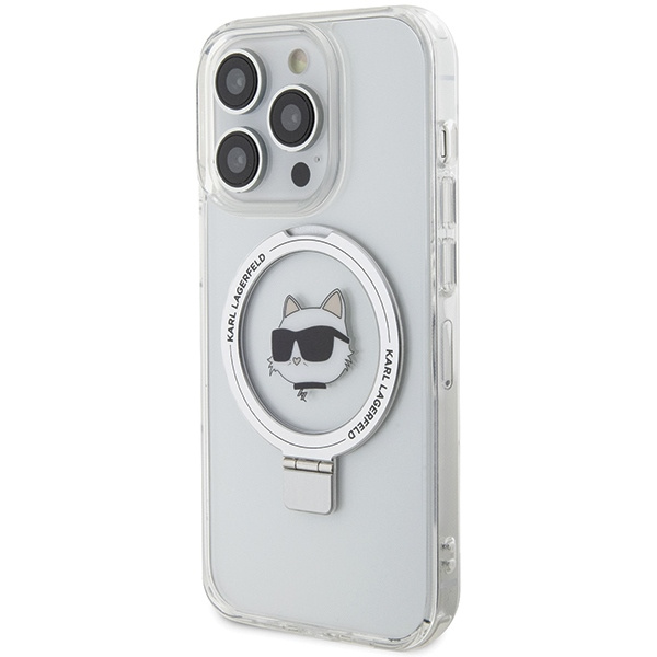 Etui Karl Lagerfeld KLHMP15LHMRSCHH iPhone 15 Pro 6.1" biały/white hardcase Ring Stand Choupette Head MagSafe Case