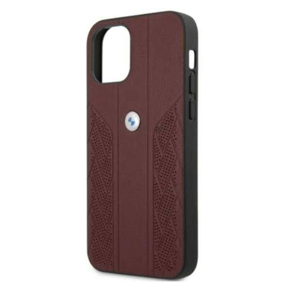 Etui BMW Apple iPhone 12 Pro Max Leather Curve Perforate Czerwony Hardcase