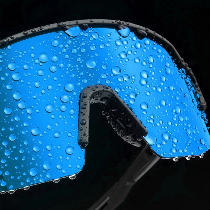 Okulary rowerowe Rockbros polaryzacyjne z ochroną UV i wkładką korekcyjną niebieskie szkła - czarne