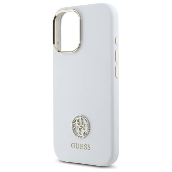 Etui Guess iPhone 16 6.1" biały/white hardcase Silicone Logo Strass 4G