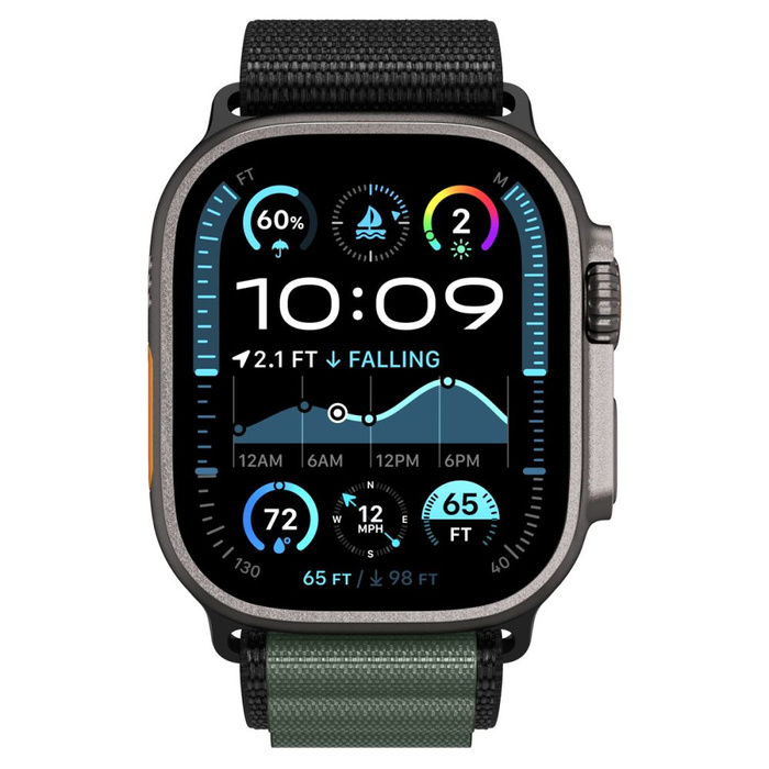 PASEK SPIGEN WBF1 BAND APPLE WATCH 6 / 7 / 8 / 9 / 10 / SE / ULTRA 1 / 2 (44 / 45 / 46 / 49 MM) BLACK/GREEN