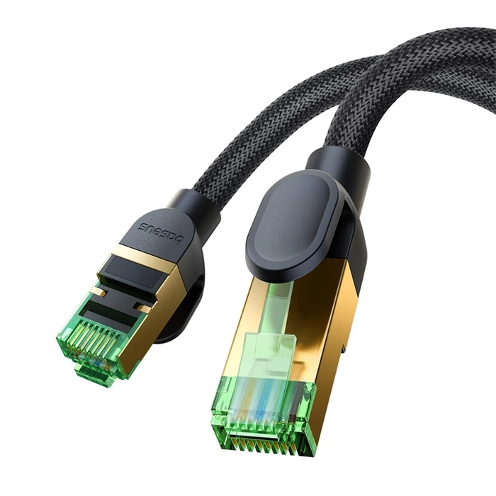 Kabel sieciowy w oplocie kat. 8 Baseus Ethernet RJ45, 40Gbps, 3m (czarny)
