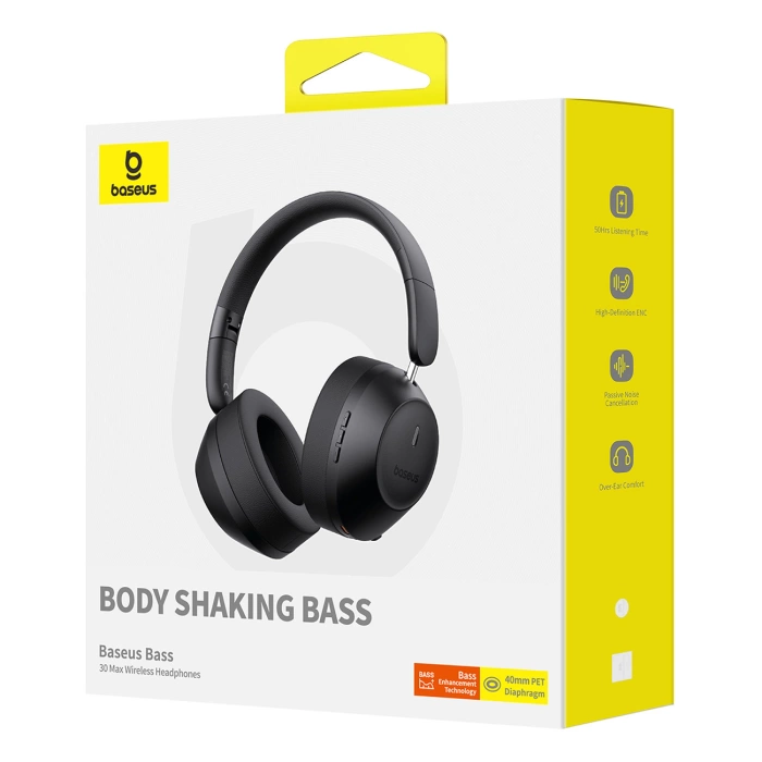 Słuchawki bezprzewodowe Baseus Bass 30 Max (czarny)