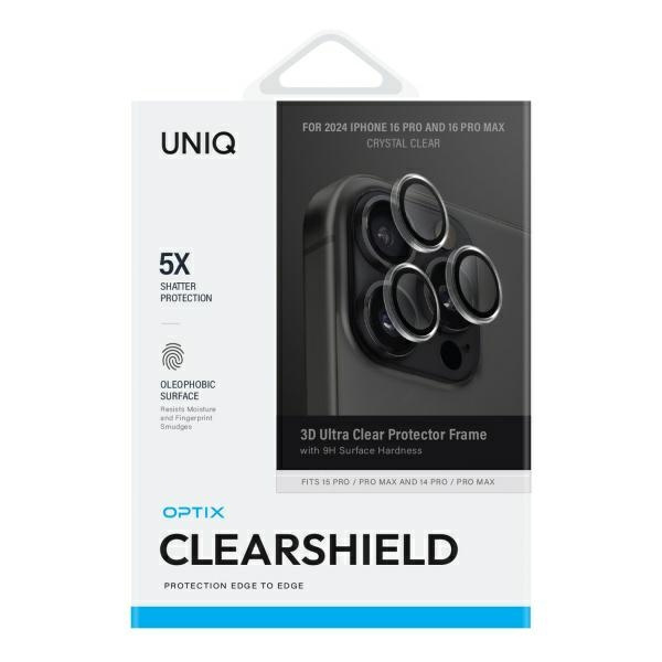 Szkło Hartowane UNIQ Optix Clear Camera Lens Protector iPhone 16 Pro 6.3" / 16 Pro Max 6.9" crystal clear szkło na obiektyw aparatu z aplikatorem
