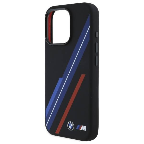 Etui BMW iPhone 16 Pro Max czarny/black hardcase Silicone Random Lines MagSafe