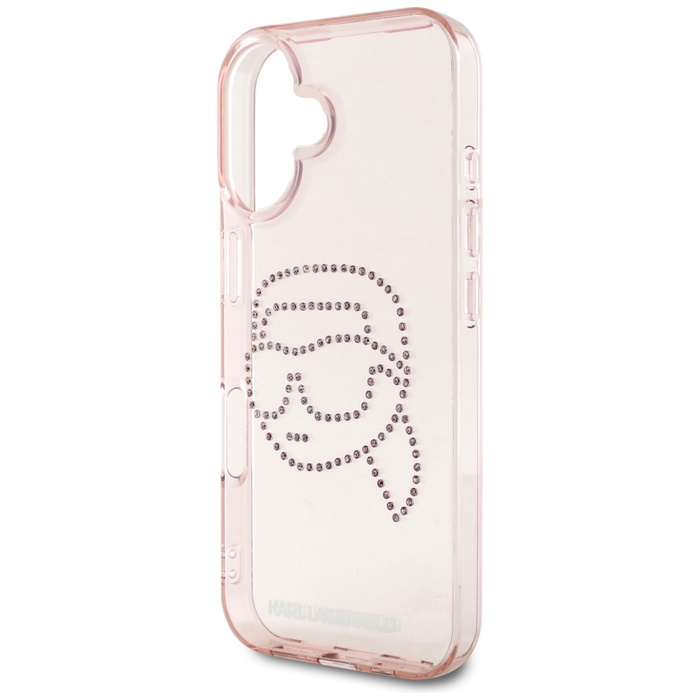 Etui Karl Lagerfeld IML Rhinestones Karl  Head do iPhone 16 różowy