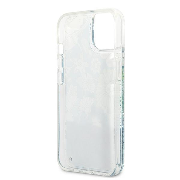 Etui GUESS Apple iPhone 13 Mini Flower Liquid Glitter Zielony Hardcase
