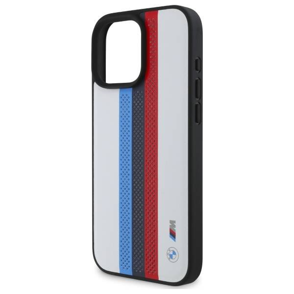 Etui BMW iPhone 16 Pro Max 6.9" biały/white hardcase M Perf. Tricolor Printed Stripes MagSafe