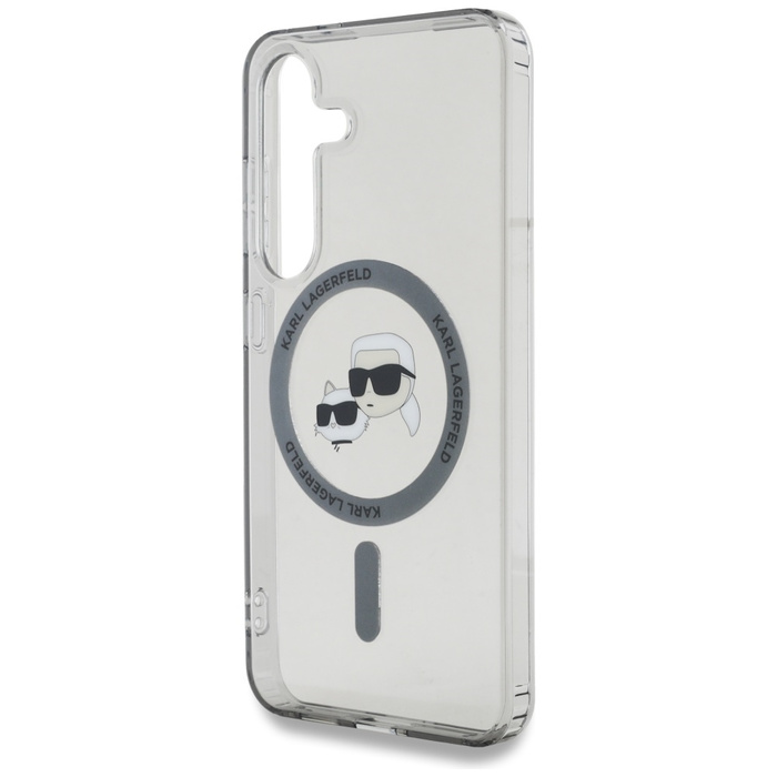 Etui Karl Lagerfeld Button Karl &         Choupette Heads Printed Logo MagSafe do Samsung Galaxy S25 czarny