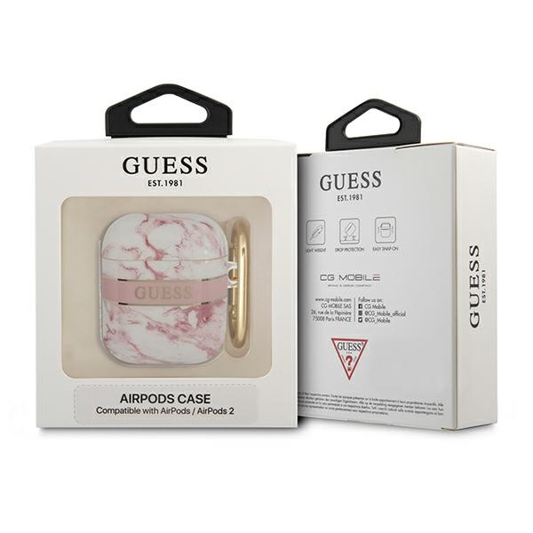 Etui GUESS Apple AirPods Cover Marble Strap Collection Różowy Case