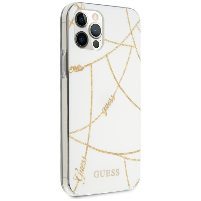 Etui GUESS Apple iPhone 12 Pro Max 6,7 Gold Chain Collection GUHCP12LPCUCHWH Biały Hardcase