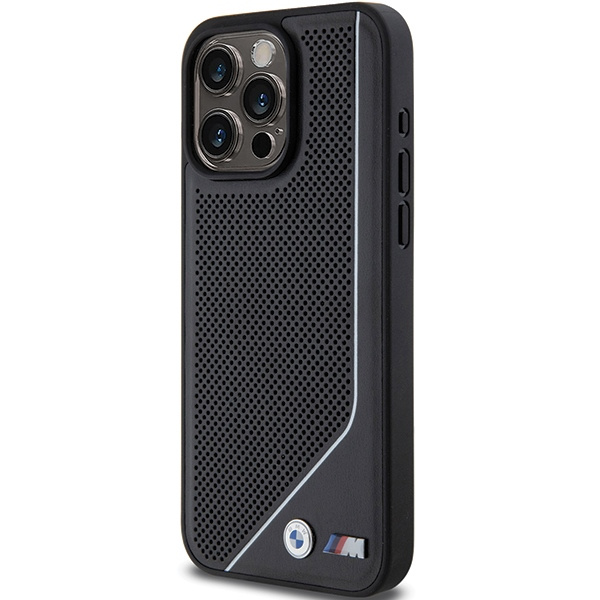 Etui Bmw Bmhmp15l23pucpk Iphone 15 Pro 6.1" Czarny/black Hardcase Perforated Twisted Line Magsafe Case