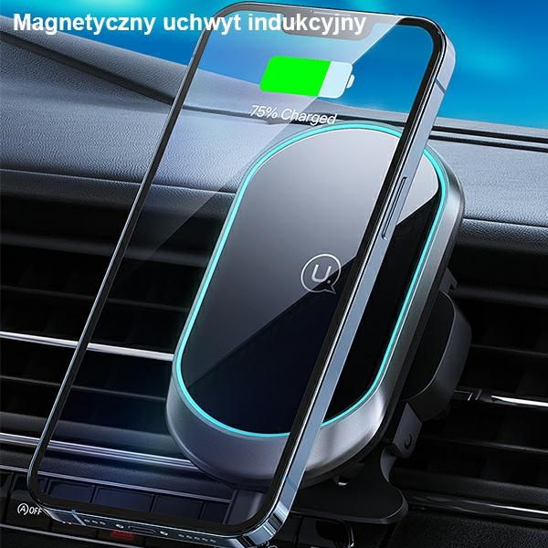 USAMS Magnetyczny uchwyt indukcyjny Wireless Charging 15W do kratki went. czarny/black CD182ZJ01 (US-CD182)