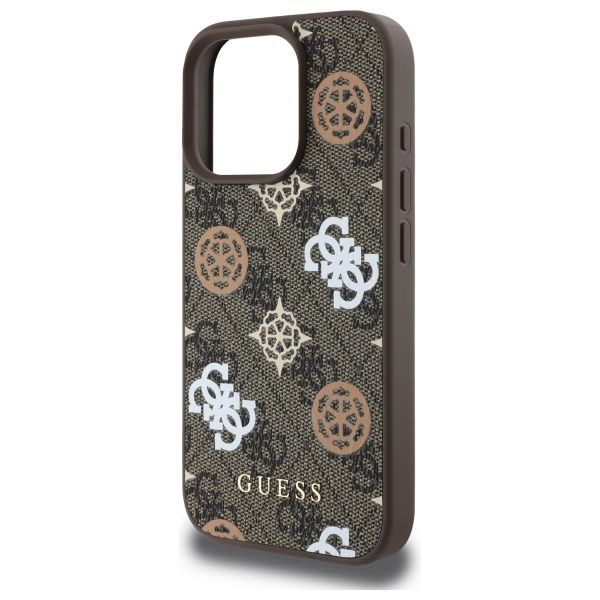 Etui Guess iPhone 16 Pro Max brązowy/brown MagSafe PU Peony On 4G Background