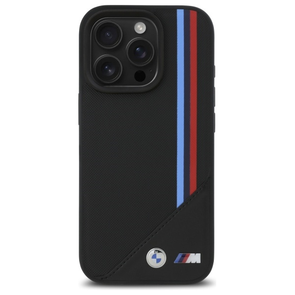 Etui BMW iPhone 16 Pro 6.3" czarny/black hardcase M Meshed Tricolor Stripes MagSafe