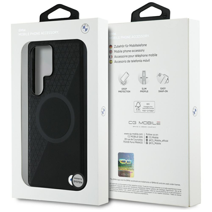 Etui BMW Leather Half Textured MagSafe    do Samsung Galaxy S25 Ultra czarny